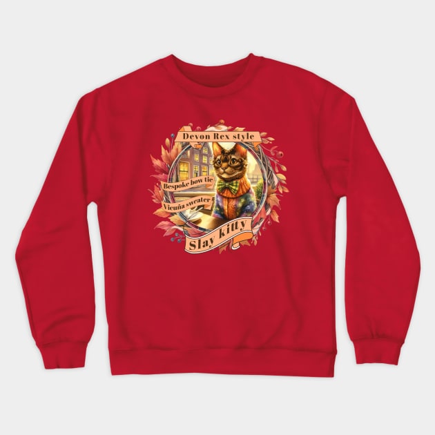 Cat Couture Bespoke Vicuña Slay Kitty Style 08D Crewneck Sweatshirt by catsloveart